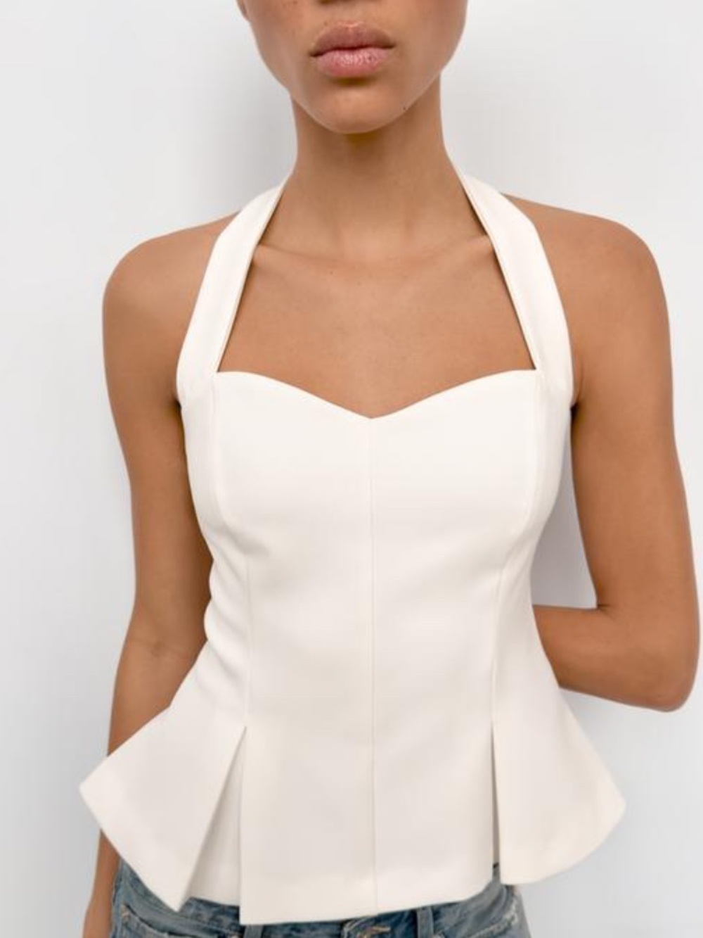 Zara Cream Halter Peplum Camisole